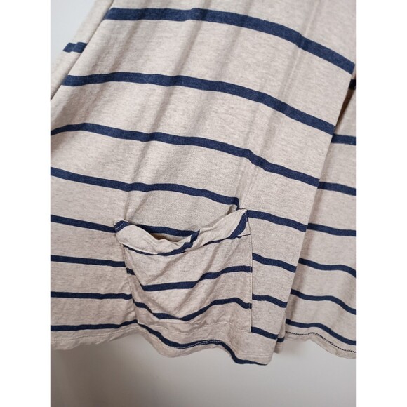 IC by Connie K Striped Tan Navy Pockets Drape Open Cardigan Lagenlook Size XL - Picture 3 of 7
